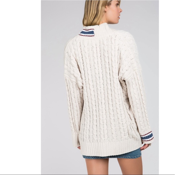 LAST Chenille Varsity Cardigan Cream - Picture 4 of 8